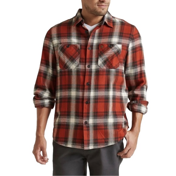 Coleman Men’s Casual Red Plaid Flannel Long Sleeve Button Down Shirt w/ Pockets - Picture 1 of 7